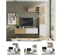 Muebles Pitarch | Mueble TV colgado, Módulo de Salón de 180cm, 2 Puertas Abatibles con Pistón, Mueble de Televisión 42x180x40,5cm, modelo Nilo