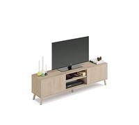 MUEBLES PITARCH | Mueble TV con Patas 2 Puertas y Estante, Mueble de Televisión Industrial, Roble Aurora, 55x160x40cm, Módulo de Salón, Moderno, Modelo Oslo
