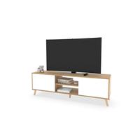 Miroytengo Mueble de TV Oslo 160 cm 2 puertas 1 estante patas ABS roble gold y blanco mate