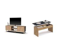 MUEBLES PITARCH Mueble TV Oslo, Roble Gold, 55x160x40 cm Oslo Mesa, 58 x 100 x 50/47 x 100 x 50 cm