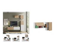MUEBLES PITARCH Nilo Mueble Tv, Color Roble Gold y Blanco, 42 x 180 x 40,5 cm Nilo Mueble Tv, Pistón Retenedor, Color Roble Gold y Blanco, 60 x 130 x 32 cm