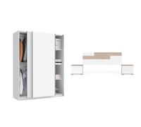 MUEBLES PITARCH Ónix, Blanco, 200x150x62 cm Erika, Aurora/Blanco, 105 x 212 x 36 cm/cabecero:55 x 170 x 1.6 cm mesitas:42 x 50 x 34 cm