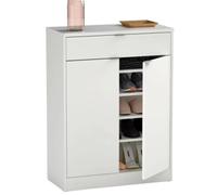MUEBLES PITARCH | Recibidor Zapatero Mueble Auxiliar de Entrada con cajón y 4 estantes Regulables, Blanco Alto Brillo, 20 Pares de Zapatos, 101x75x36cm, Modelo Berlín