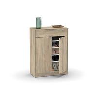 MUEBLES PITARCH | Recibidor Zapatero Mueble Auxiliar de Entrada con cajón y 4 estantes Regulables, Roble Cambrian, 20 Pares de Zapatos, 101x75x35cm, Modelo Berlín