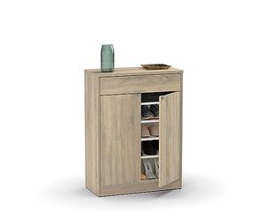 MUEBLES PITARCH | Recibidor Zapatero Mueble Auxiliar de Entrada con cajón y 4 estantes Regulables, Roble Cambrian, 20 Pares de Zapatos, 101x75x35cm, Modelo Berlín