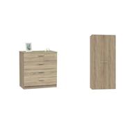 MUEBLES PITARCH Tibet Cómoda, Roble Cambrian, 78 x 74 x 40 cm Tibet Armario, Roble Cambrian, 180 x 79 x 52 cm