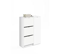 MUEBLES PITARCH | Zapatero Botero Mueble Auxiliar de Entrada, 25 Pares de Zapatos, con 3 Puertas y 2 estantes Regulables, Blanco Alto Brillo, 122x85x37cm, Modelo Trevi