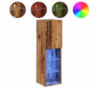 vidaXL Mueble TV con luces LED 2 uds Madera envejecida 30,5x30x102 cm