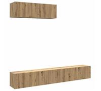 vidaXL Muebles TV de pared 3 uds 100x30x30cm, almacenamiento funcional, Roble artisan/Madera antigua