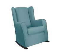 MUEBLIX.COM | Mecedora Oporto | Sillón de Lactancia | Mecedoras de Salón Modernas | Butaca de Lactancia | Tela Antimanchas | Mecedora para Dormitorio o Salon | Color Azul