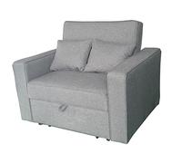 MUEBLIX.COM - Sillón Cama Almajano 1 Plaza, Sofa domrir, con Cama Extraíble, Tejido Tela Antimanchas, Estructura Metálica y Madera, Sofa de Diseño, Color Gris