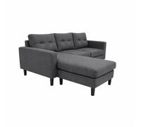 MUEBLIX.COM - Sofa 3 Plazas Chaiselongue Duruelo, Chaiselonge Intercambiable, Asientos y Respaldo Acolchados, Sofa con Estructura de Madera y Aglomerado, Sofas de Salón Modernos, Color Gris