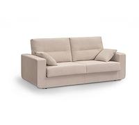 MUEBLIX.COM | Sofa Cama Italiano BOLONIA | Sofas de Salón Modernos | Asientos y Respaldo Espuma | Sofa Tapizado en Tela y Armazon de Madera de Pino | Color Tierra