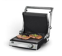 Müller Kitchen Signa 2000 Parrilla Eléctrica 2000W Sin Humo, Grill de Contacto 180° con Placas Antiadherentes ILAG, Control de Temperatura Ajustable, Bandeja Recogegrasas Extraíble, Barbacoa Interior