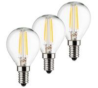 Müller-Licht - 400293 Set A + +, Juego de 3 Retro de LED, forma de gota, equivalente a 40 W, cristal, 4 W, E14, Plata, 4.5 x 4.5 x 8 cm