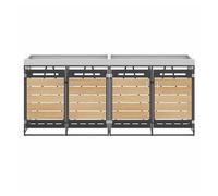 Mülltonnenbox con macetero - listones horizontales efecto madera, ventilación perforada, armario de jardín de hierro con cerradura - negro