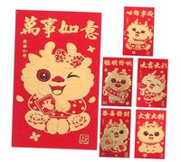 MUELODSIC 6 Piezas Sobres Rojos para Año Lunar Paquete de Unidades con Diseño de Dragón Dorado y Festivos para Dinero Suerte Celebraciones Chinas