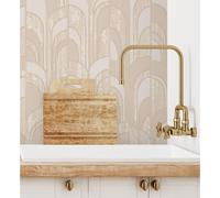 Muestra DIN A4 de Papel pintado vinílico de arcos art déco con textura en relieve - Bissen Arches 681666 de GAULAN Beige