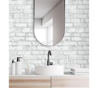 Muestra DIN A4 de Papel pintado vinílico lavable efecto muro de ladrillos blanco y gris de textura en reliev - Harris Street 127122 de GAULAN White Sample DIN A4