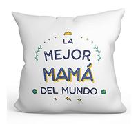 MUGFFINS Cojín 40x40 cm para Madre/MAMÁ Relleno Incluído - En Español - El Mejor del Mundo - Regalo Original y Divertido