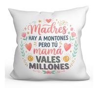 MUGFFINS Cojín con Relleno Regalo Madre | Madres Hay a Montones Pero tú mamá vales Millones en Español | 40x40cm poliéster Suave | Idea Original para Regalar | progenitores v2