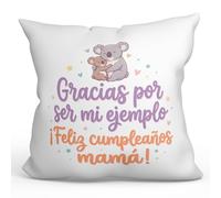 MUGFFINS Cojín Cumple mamá con Relleno 40x40cm | Regalo cumpleaños Madre con Frase Gracias por ser mi Ejemplo ¡Feliz cumpleaños mamá! en Español | cojín Decorativo sofá | Papi Mami v7