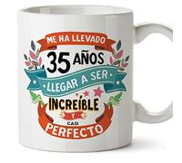 MUGFFINS Taza 35 Cumpleaños -"Me ha llevado 35 años llegar a ser increíble y casi perfecto - Regalos Desayuno Feliz Cumpleaños…
