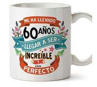 MUGFFINS Taza 60 Cumpleaños - "Me ha llevado 60 años llegar a ser increíble y casi perfecto - Regalos Desayuno Feliz Cumpleaños
