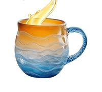 Mugs for Coffee, Resin 3.35 Inch - Cute Coffee Water Mug Cup with Handle, Home, Kitchen | Decorative Cоffee Tea Cup, Sunset Sea Design, for Home Kitchen Office Beach House Women Men Adults Kids