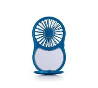 Muitomas, Mini Ventilador Portátil Recargable, 3 Velocidades, Entrada USB-C, con Espejo Integrado y Luz, Color Azul Ótano