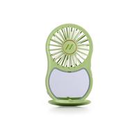 Muitomas, Mini Ventilador Portátil Recargable, 3 Velocidades, Entrada USB-C, con Espejo Integrado y Luz, Color Verde Salvia