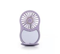 Muitomas, Mini Ventilador Portátil Recargable, 3 Velocidades, Entrada USB-C, con Espejo Integrado y Luz, Color Lila
