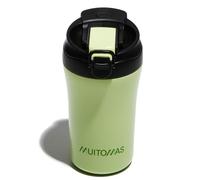 Muitomas, Taza Térmica con Tapa, Taza Térmica de Café para Bebidas Calientes y Frías de Acero, Práctica y Portátil, Capacidad 350ml, Color Verde