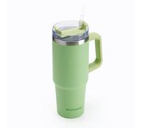 Muitomas, Taza Térmica de Viaje de Acero con Pajita, para Bebidas Calientes y Frías, 900 ml, Color Verde Salvia
