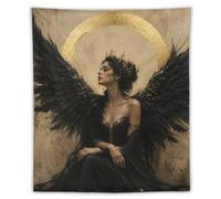 Mujer Ala Negra Halo Dorado Tapiz de Pared, Fantasía gótica Oficina