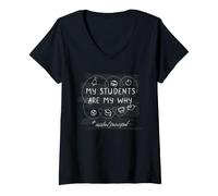 Mujer Asistente Principal Motivación Mis Estudiantes Son mi por qué Camiseta Cuello V