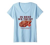 Mujer En Beef Confiamos en Funny BBQ Dad Joke Grill Steak Carnívore Camiseta Cuello V
