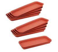 MUKCHAP 10 bandejas rectangulares de goteo para plantas, 39,5 x 17 x 3 cm, color rojo ladrillo, bandeja de goteo para macetas, platillos de plástico para plantas en maceta