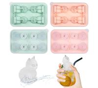 Mulaibdin 2 Piezas Cubiteras para Hielo Grande, Gato Cubitera Silicona con Tapa, Ice Cube Tray Animales, Divertido Cubitera Hielo para Whisky,Cócteles,Congelado, Chocolates, Sin BPA
