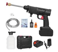 Mulcort Pistola de Alta Presión Portátil, Hidrolimpiadora Bateria de 21 V, Presión Máxima de Agua 350 PSI, con 2 Baterías de 3000mAh y 5m Manguera, Lavadora a Presión Inalámbrica para Plantas y Coches