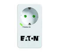Multi Enchufe/Pararrayos - Eaton Protection Box 1 Tel@ DIN - PB1TD - 1 Enchufe Schuko + 1 Enchufe telefónico - Negro y Blanco