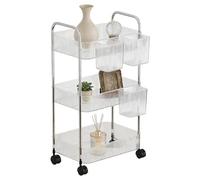Multi-Layer Acrylic Cart - Rolling Snack Storage Trolley, Lockable Wheels Cart for Home Office, Kitchen Makeup Laundry Organizer, Dorm Bedroom Bathroom Storage for Details, Pantry Craft Salon Use