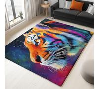 Multicolor Alfombras para sala de estar, lavables, antideslizantes 80 x 150 cm , dormitorio cocina salón oficina comedor alfombra de interior de Surrealista Cielo Estrellado Animales Tigre Alfombras