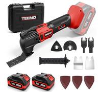 Multiherramienta Oscilante, Herramienta Multifunción Inalámbrica 20V 2 Baterías 4.0Ah, Motor Sin Escobillas con Luz LED, 6 Velocidades, 8500-21000 RPM, Kit con Cargador y Accesorios