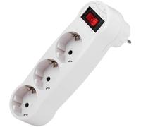 Multiplicador adaptador de clavija enchufe schuko triple blanco con interruptor - BeMatik