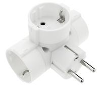 Multiplicador de clavija enchufe schuko triple de color blanco con ángulo - BeMatik