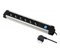 Multipresa Alu-Line 6 Puertos Schuko +10/16 A Con Interruptor Electraline 61904