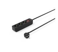 Hama Regleta de enchufes, de 3 tomas, con interruptor, 1,4 m negro