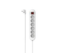 Multitoma, 6 tomas, interruptor, pos. inter. opt., 1,4 m, blanco