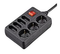 Multitoma, 7 enchufes, con interruptor, 1,4 m, negro